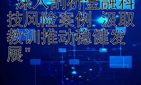 深入剖析金融科技风险案例 汲取教训推动稳健发展